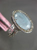 ANTIQUE 2.04CT DIAMOND & SLICED AQUAMARINE 14KT WHITE GOLD 3D FILIGREE FUN RING