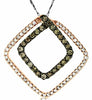 .50CT WHITE & CHOCOLATE FANCY DIAMOND 14KT ROSE GOLD DOUBLE HALO SQUARE PENDANT