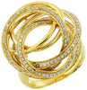 ESTATE LARGE .80CT DIAMOND 14K YELLOW GOLD CLASSIC CIRCULAR CRISS CROSS FUN RING