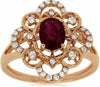 ESTATE 1.12CT DIAMOND & AAA RUBY 14KT ROSE GOLD 3D FLOWER OPEN FILIGREE FUN RING