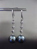 ESTATE .09CT DIAMOND 14KT WHITE GOLD TAHITIAN PEARL BY THE YARD HANGING EARRINGS