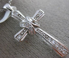 ANTIQUE .24CT DIAMOND 14K WHITE GOLD 3D CLASSIC PAVE X LOVE CROSS PENDANT #16055