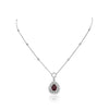 ESTATE 2.07CT DIAMOND & AAA RUBY 18KT WHITE GOLD 3D CIRCLE OF LIFE HALO NECKLACE