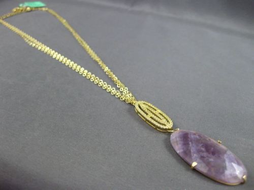 ESTATE LARGE .45CT YELLOW TOPAZ & AMETHYST 18KT YELLOW GOLD LARIAT NECKLACE