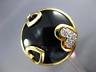 ESTATE LARGE .10CT DIAMOND & AAA ONYX 14KT YELLOW GOLD MULTI HEART CIRCULAR RING