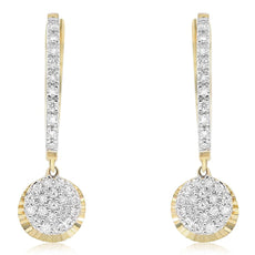 ESTATE .33CT DIAMOND 14KT YELLOW GOLD 3D CLUSTER FUN HANGING EARRINGS