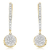 ESTATE .33CT DIAMOND 14KT YELLOW GOLD 3D CLUSTER FUN HANGING EARRINGS
