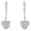 ESTATE .34CT DIAMOND 14KT WHITE GOLD 3D CLUSTER HEART HANGING EARRINGS