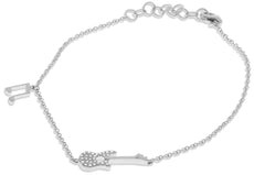 ESTATE .08CT DIAMOND 14KT WHITE GOLD 3D CLASSIC GUITAR MUSICAL NOTE FUN BRACELET