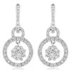ESTATE .35CT DIAMOND 14KT WHITE GOLD 3D CLUSTER FLOWER CIRCULAR HANGING EARRINGS