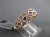 ESTATE .14CT DIAMOND & AAA RUBY 18KT WHITE & ROSE GOLD FILIGREE ANNIVERSARY RING