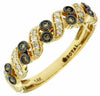 .28CT WHITE & CHOCOLATE FANCY DIAMOND 14K YELLOW GOLD MULTI ROW ANNIVERSARY RING