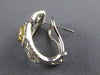ESTATE WIDE 1.78CT WHITE & FANCY YELLOW DIAMOND 18K 2 TONE GOLD CLIP ON EARRINGS
