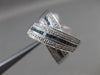 ESTATE LARGE 2.60CT BLUE & WHITE DIAMOND 14KT WHITE GOLD 3D CRISS CROSS FUN RING