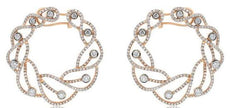 ESTATE LARGE 3.30CT DIAMOND 18KT WHITE & ROSE GOLD CIRCULAR ETOILE STUD EARRINGS