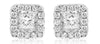 .88CT DIAMOND 14KT WHITE GOLD ROUND & PRINCESS SQUARE HALO CLASSIC STUD EARRINGS