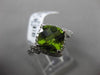 ESTATE WIDE 2.21CT DIAMOND & AAA EXTRA FACET PERIDOT 14KT WHITE GOLD SQUARE RING