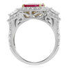 ESTATE 2.87CT DIAMOND & AAA RUBY 18KT 2 TONE GOLD 3D SQUARE HALO ENGAGEMENT RING