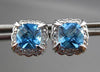 ESTATE 2.87CT DIAMOND & AAA BLUE TOPAZ 14KT WHITE GOLD SQUARE HALO STUD EARRINGS