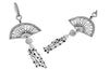 EXTRA LARGE 7.19CT WHITE & BLACK DIAMOND 18K WHITE & BLACK GOLD HANGING EARRINGS