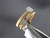 ESTATE WIDE .18CT DIAMOND 14K WHITE & ROSE GOLD 3D SQUARE MESH FLEXIBLE FUN RING