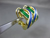 ESTATE 18KT YELLOW GOLD 3D BLUE & GREEN ENAMEL INFINITY CLIP ON EARRINGS #24673