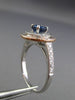 ESTATE 1.20CT DIAMOND & SAPPHIRE 14KT TWO TONE GOLD DOUBLE HALO ENGAGEMENT RING