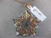 ESTATE EXTRA LARGE 1.44CT DIAMOND 14K WHITE & ROSE GOLD SNOWFLAKE FLOWER PENDANT