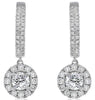 ESTATE 1.95CT DIAMOND 14KT WHITE GOLD SOLITAIRE HALO LEVERBACK HANGING EARRINGS