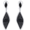 LARGE 4.08CT WHITE & BLACK DIAMOND 18K WHITE & BLACK GOLD LEAF HANGING EARRINGS