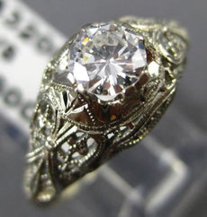 ANTIQUE WIDE .60CT DIAMOND 14K WHITE GOLD CLASSIC SOLITAIRE FILIGREE RING #23433