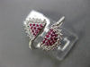 ESTATE WIDE .37CT DIAMOND & AAA RUBY 14KT WHITE GOLD 3D PAVE SEMI ETERNITY RING