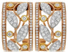 WIDE 1.22CT DIAMOND 18KT TRI COLOR GOLD 3D MULTI LEAF CLIP ON HANGING EARRINGS
