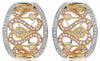 WIDE 1.22CT DIAMOND 18KT TRI COLOR GOLD SIDEWAY HEART CLIP ON HANGING EARRINGS