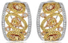 WIDE .86CT WHITE & FANCY YELLOW DIAMOND 18KT TRI COLOR GOLD 3D HANGING EARRINGS