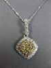 ESTATE .73CT WHITE & FANCY YELLOW DIAMOND 14KT TWO TONE GOLD 3D SQUARE PENDANT