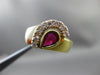 ESTATE WIDE 1.12CT DIAMOND & AAA RUBY 14KT TWO TONE GOLD SEMI MOON RING #11184
