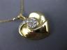 ESTATE .38CT DIAMOND 14KT YELLOW GOLD CLASSIC 3D SWIRL PUFF HEART PENDANT #322