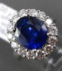 ESTATE LARGE 2.85CT DIAMOND AAA GIA SAPPHIRE 18K WHITE GOLD OVAL ENGAGEMENT RING