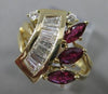 ANTIQUE LARGE 1.45CT DIAMOND & AAA RUBY 14KT YELLOW GOLD COCKTAIL RING #22045