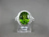 ESTATE LARGE 3.32CT DIAMOND & AAA PERIDOT 14KT WHITE GOLD 3D HALO FILIGREE RING