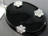 ESTATE LARGE .45CT DIAMOND & AAA BLACK ENAMEL 14K WHITE GOLD FLOWER LOVE PENDANT