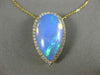 LARGE 7.87CT DIAMOND & AAA OPAL 14KT YELLOW GOLD 3D FILIGREE TEAR DROP PENDANT