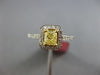 ESTATE .78CT WHITE & FANCY YELLOW DIAMOND 18K TWO TONE GOLD HALO ENGAGEMENT RING