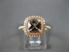 ESTATE 1.64CT DIAMOND & AAA MORGANITE 14K ROSE GOLD CUSHION SQUARE HALO FUN RING