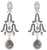 EXTRA LARGE 7.33CT MULTI COLOR DIAMOND 18K WHITE GOLD TEAR DROP HANGING EARRINGS