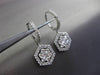 ESTATE LARGE 2.25CT DIAMOND 18KT WHITE GOLD 3D HEXAGON CLUSTER HANGING EARRINGS