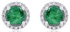 1.92CT DIAMOND & AAA EMERALD 18KT WHITE GOLD 3D ROUND CLASSIC HALO STUD EARRINGS