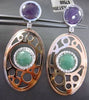 ESTATE LARGE .80CT DIAMOND & MULTI GEM 14K WHITE & ROSE GOLD HANGING EARRINGS