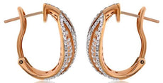 ESTATE WIDE 2.60CT DIAMOND 18KT ROSE GOLD 3D MULTI ROW CLIP ON HANGING EARRINGS